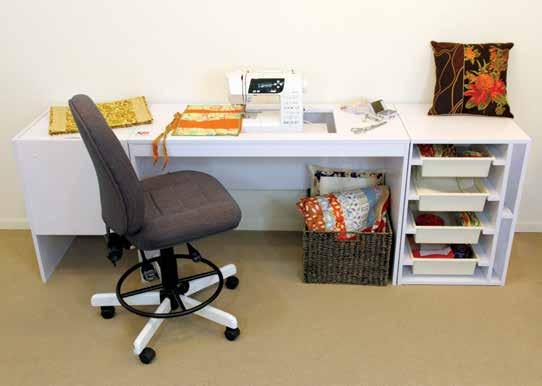 Simply add units to create more storage or sewing areas and alter their position to