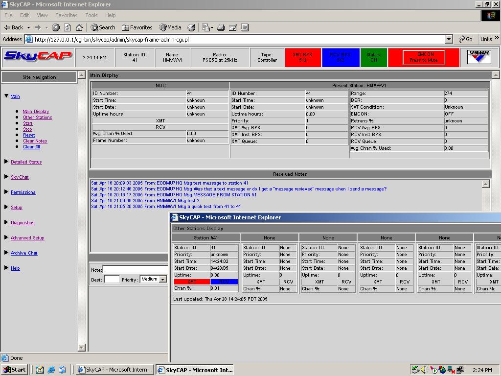 Station Controls SkyCAP Screenshot User Setup