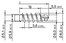 6 Optional with thread pitch 5.6 Lengths for D=8.0 l - 5.0 lg - 2.