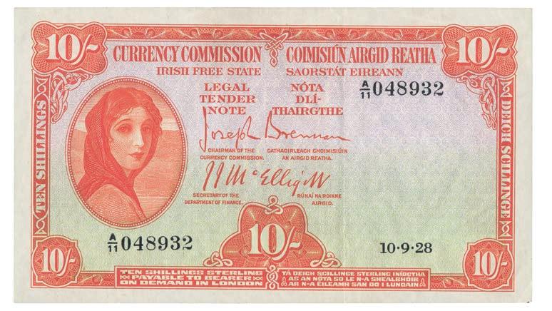 4074 Currency Commission Irish Free State, 10-Shillings, 10 September 1928, serial no.