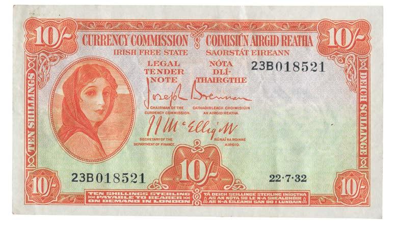 600-800 4075 Currency Commission Irish Free State, 10-Shillings, 22 July 1932, serial no.