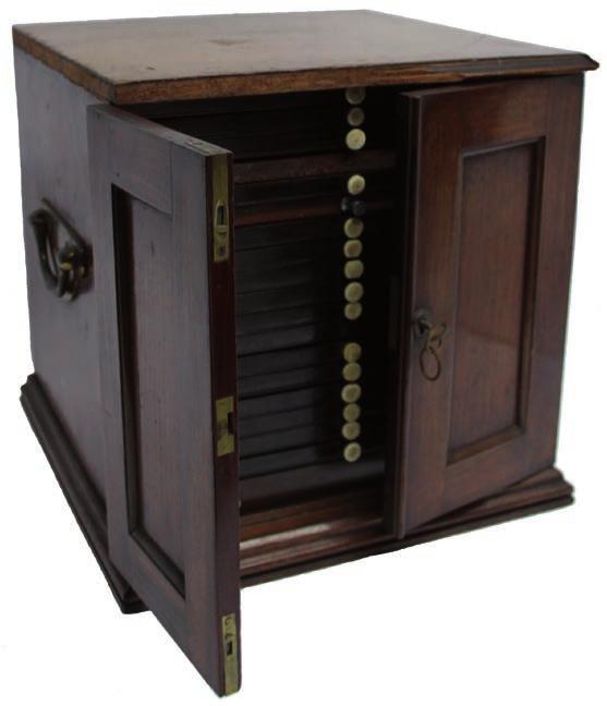 COIN CABINETS 4085 4086 4085 A Small Victorian Mahogany Coin Collector s Cabinet, 270mm x 265mm x 265mm, with double panelled
