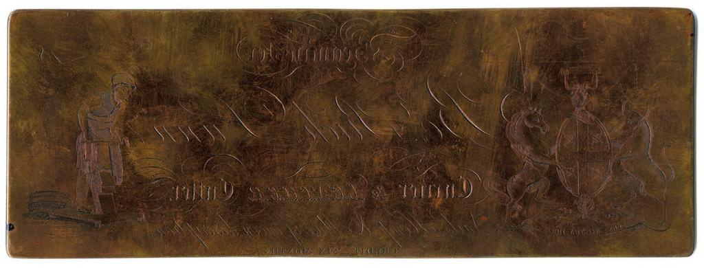 250-300 4024 Dorset, Beaminster, Richard Dunn, engraved Copper Printing Plate for a Credit Note, undated (c.