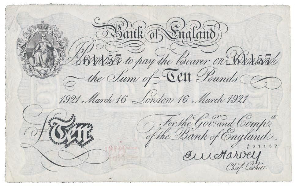 4044 Bank of England, uniface White 10, 16 March 1921, London, serial no.