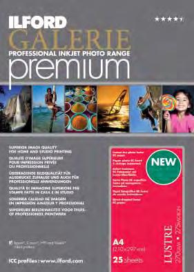 GALERIE PREMIUM LUSTRE IGPLP11 270 GSM SHEETS & ROLLS GALERIE Premium Lustre 270gsm is a heavyweight, high quality inkjet photo paper offering accurate reproductive qualities, extended longevity and