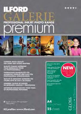 GALERIE PREMIUM GLOSS IGPGP11 270 GSM SHEETS & ROLLS GALERIE Premium Gloss 270gsm is a heavyweight, high quality inkjet photo paper offering accurate reproductive qualities, extended longevity and a