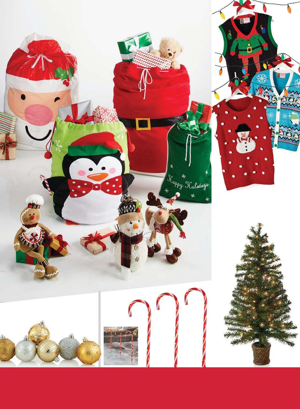 OH WHAT JOY it is to GIVE! 1 99 Jumbo Plastic Sacks For big or hard-to-wrap gifts. 5 99 Embroidered Fabric Gift Sacks 12 x 12" to 29" x 40". Also shown: Jumbo Santa Sacks $12.99 ea.