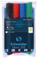 Maxx 293 Combined marker for whiteboards and flipcharts Chisel tip, line widths 2+5 mm Writing can be dry erased from whiteboards without residue Also ideal for flipcharts, ink does not seep through