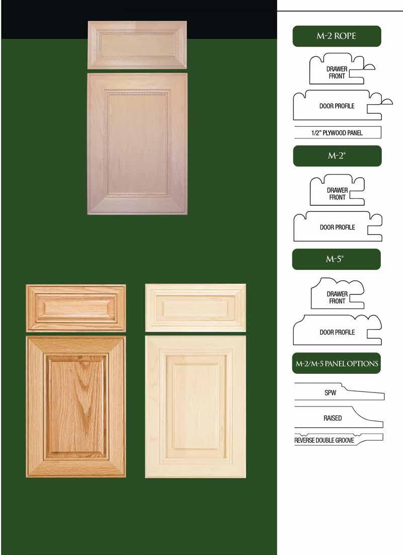 mitered doors & drawers Only Available in Hard Maple M-2 Rope Stile Min.