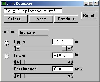 Limit Detectors Panel Description The Limit Detector panel allows you to: Select a specific software signal for which a limit can be set Choose the action to be taken if a limit is exceeded Set an