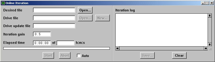Online Iteration Panel Description Online Iteration (OLI) is a control technique that repeatedly modifies the command input to a control system on an individual sample-by-sample basis until the