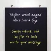 For use with chalk pens enabling the message to be changed when required.