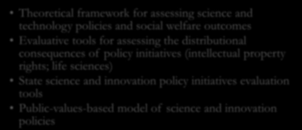 Science policy implications Theoretical framework for assessing science and technology policies and social welfare