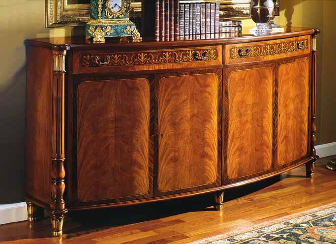 DM-A711 Sideboard 87 W X 22 D X 41 H Empire Style in exotic cerejera and
