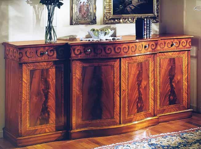 DM-A491 Sideboard 87 W X 23 D X 38 H Mahogany with satinwood,