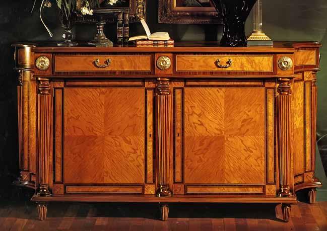 DM-A606 Sideboard 76 W X 20 D X 39 H Empire style sideboard with inlays in rosewood and maple.