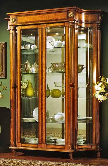 DM-A607 Vitrine 64 W X 20 D X 86 H Empire style display cabinet with inlays in rosewood