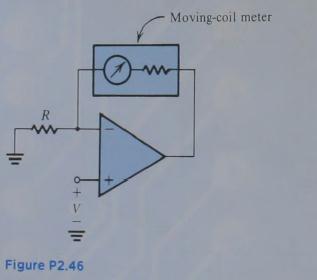 7) Closed loop gain = = 1+ Problem 46 Figure P2.46 shows a circuit for an analog voltmeter of very high input resistance that uses an inexpensive moving-coil meter.