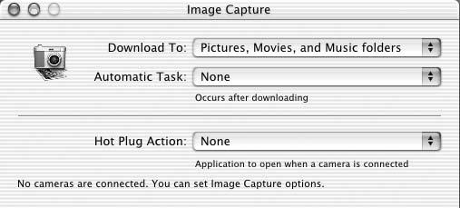 Install Nikon View and transfer pictures 27 Mac OS X (Version 10.1.2 10.1.5) Before connecting the camera, select Applications Select None from the Finder Go menu and double-click the Image Capture icon.