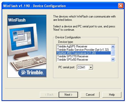 a. Install the WinFlash utility. If required, you can download this from the Trimble website (http://www.trimble.