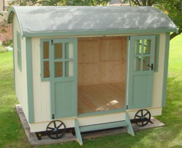 Whilst the classic design, curved roof and cast iron wheels are a quaint attraction for your home, our solid, hand crafted buildings will ensure you are
