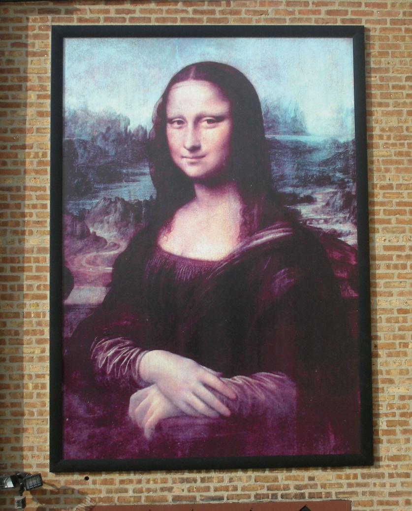 Mona Lisa 136 tall x 96 wide Beautifully displayed, not a crease or wave anywhere, picture perfect!