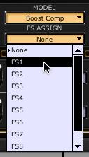 Here you can select the footswitch to which you want to assign the Model. Choose from among FS1 - FS8, Toe Switch, or None.