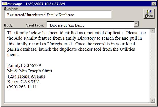 6 When to Use Duplicate Checker The Duplicate Checker Wizard allows users of the ParishSOFT Family Directory Module to detect and resolve duplicate sets of family and member records in their