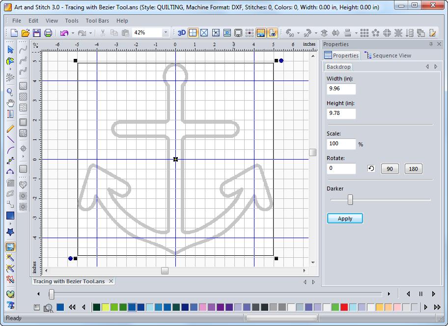 Digitizing a Pattern with the Bezier Tool Now that you ve had some practice using the Bezier tool, let s try to trace a pattern. For this example, I found a copyright free image of an anchor.