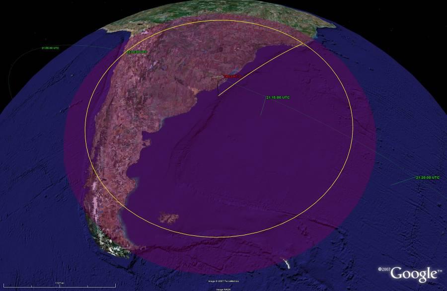 Earth Coverage of TACSAT-2 2000 kilometer radius 12