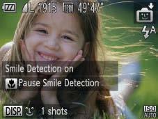 Special for Other Purposes Auto Shooting After Face Detection (Smart Shutter) Auto Shooting After Smile Detection The camera shoots automatically after detecting a smile, even without you pressing
