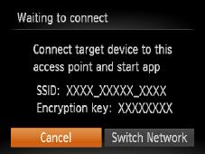 zpress the <o><p> buttons to choose [Add a Device], and then press the <m> button. XXThe camera s SSID and encryption key are displayed on the screen.