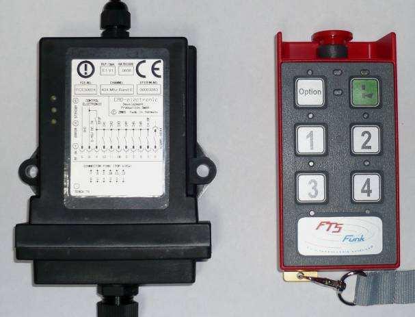 Dippswitch-Receiver OLP-E1 with 2 exits + 1 special channel + emergency stop exit A new transmitter can be registered