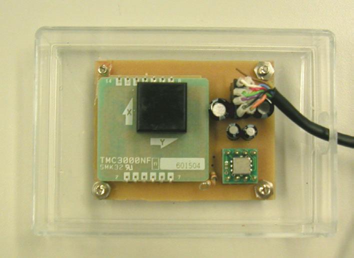 Fig. 8. Circuit board of direction sensor and the brightness of the LEDs smoothly 5. For the second function, the microcomputer communicates with the host PC/PDA via RS-232C.