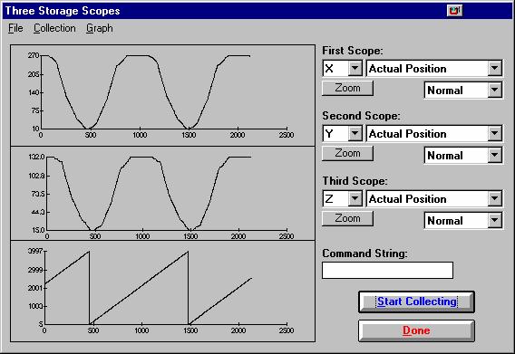 Figure 6.5 - Position Profiles of XYZ Contour Mode The also provides a contouring mode. This mode allows any arbitrary position curve to be prescribed for 1 to 8 axes.
