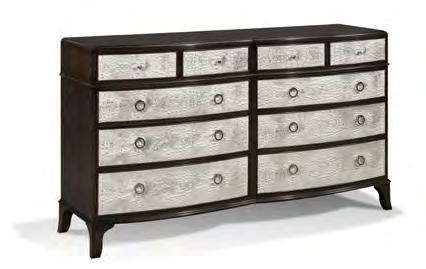 751-100 Double Dresser 55 1/2 W 19 1/2 D 40H Ten drawers / Liner pad in top right hand drawer Plinth Base / Dunhill Finish shown.