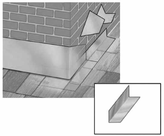 Fold down counter flashing over step flashing. Fasten flashing to roof. Succeeding flashing pieces 14" long with 4" overlap.