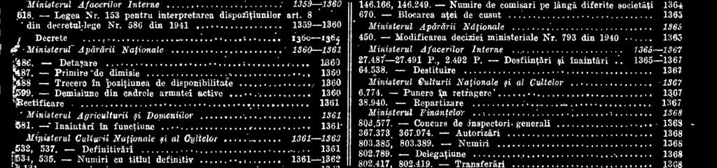 InaintAri in functiune 1361. Ministerul Culturii Nationale fi a/ Cultelor 1361-1363 532, 537, DefinitivAri 1361 r134, 535.