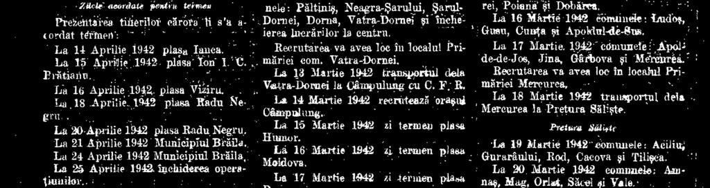 Sibiu Itinerarul stabilit a se 'arum de dare Consi de reerntare 14 clasei 1944 In judefai Peetura NI:m.5140h La 2 Martie 1942 e.onauaele.