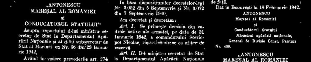 Pantazi Sr. 487. MARDSAL AL ROMANIEI OONDUCATORUL STATULUI" Asupra raportuaui ministru e.