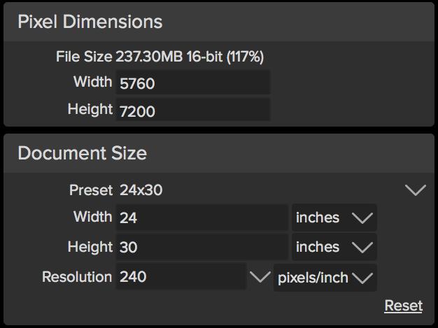 ADJUSTING THE IMAGE SIZE In ON1 Resize, you can adjust your image size using either the Document Size pane or the Crop Tool Options Bar.