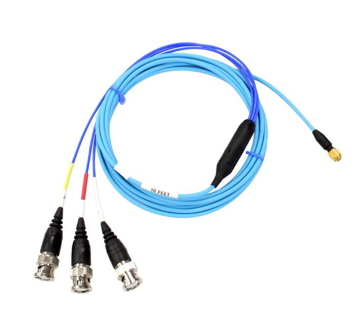 Lightweight 4-Socket Plug to (3) BNC Plugs 034K 10 20 30 50 FEP, Lightweight Mini 4-Socket Plug to