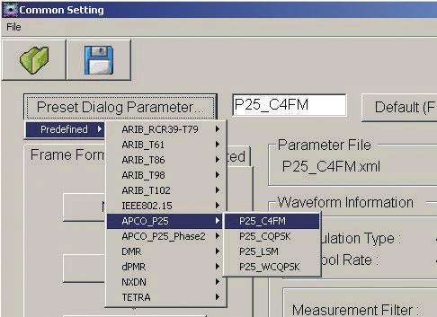 Common Setting Simple Parameter Setting Function Simply selecting the standard name