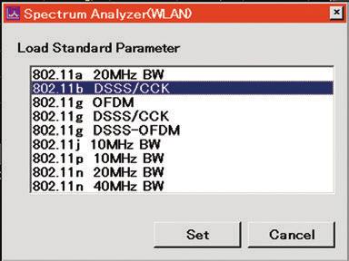 These functions prepare each measurement standard templates. Adjacent Channel Leakage Power (ACP) Occupied Bandwidth (OBW) Spectrum Emission Mask (SEM) Spurious Emission ex.