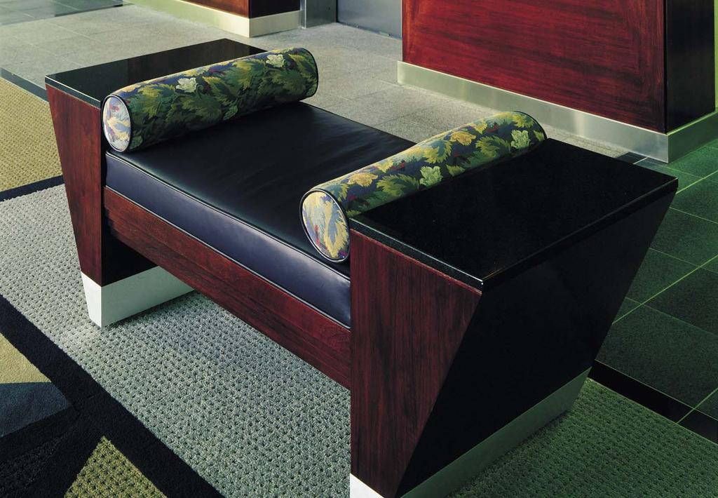 Lobby Bench Leather seat with Fabric Bolsters