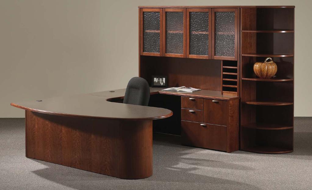 Executive WorkStations BowFront Radius End U-shape Desk Transitional Design and Premium Quality Construction Available in Wood, Laminate or a