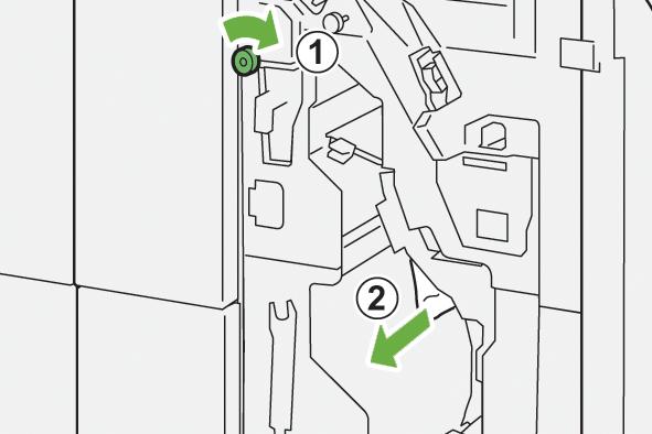 Production Ready (PR) Finisher Plus b) Rotate knob 1b clockwise ( ) and remove the jammed paper ( ). c) Return levers 3a and lever 3b to their original positions.