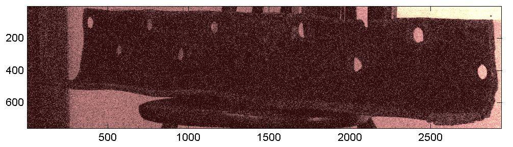 Figure 34. No Projector Light Image (The image has been enhanced to make it visible). Figure 35. Angle B Image with light noise subtracted out.