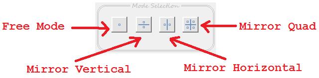 Drawing Modes There are 4 drawing modes in Symple Art: Free mode, Mirror Vertical, Mirror Horizontal and Mirror Quad. The mode you use will depend on the results you are looking for.