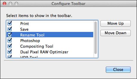 Advanced Customizing the Main Window Toolbar You can display buttons for frequently-used functions in the main window s toolbar. You can also change how the buttons are laid out.